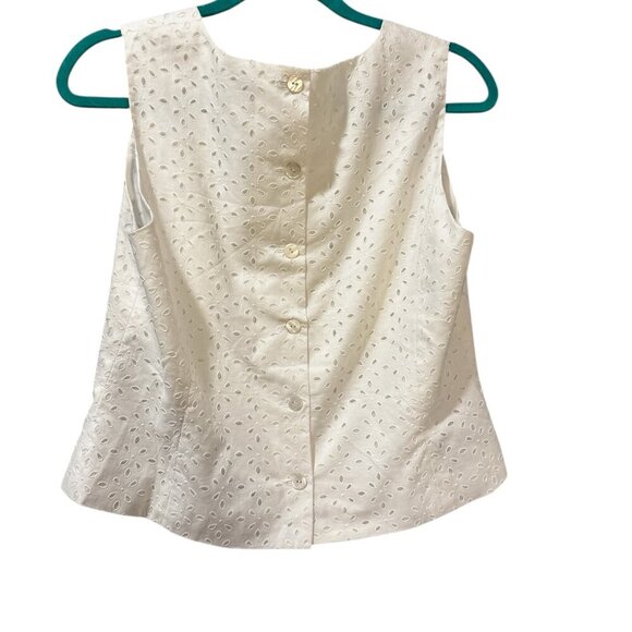 Vintage Kasper A.S.L. Petite White Eyelet Tank Blouse – Size 12P - Picture 4 of 5